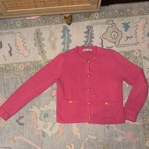 Zara Gold Button-Up Cardigan Sweater in pink